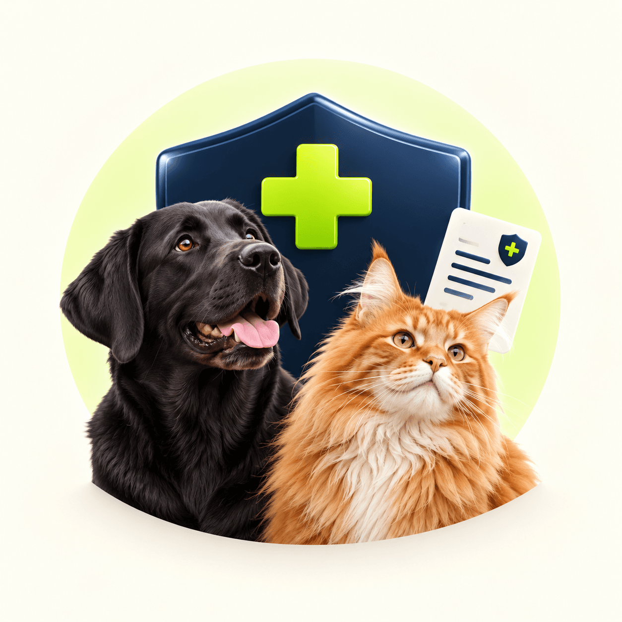 Labrador nero e Maine Coon arancione protetti dall'assicurazione pet